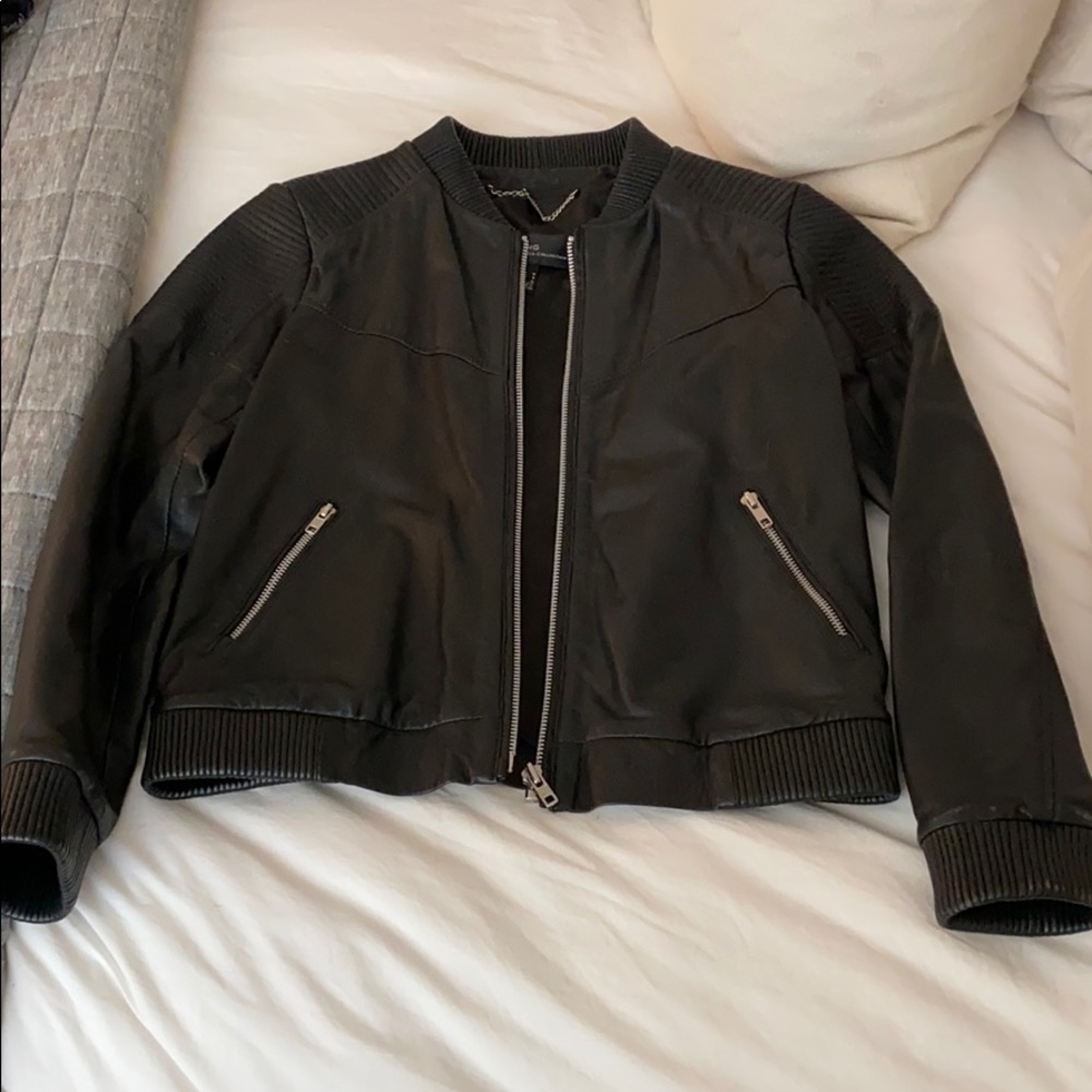 Mango Genuine leather jacket, size s